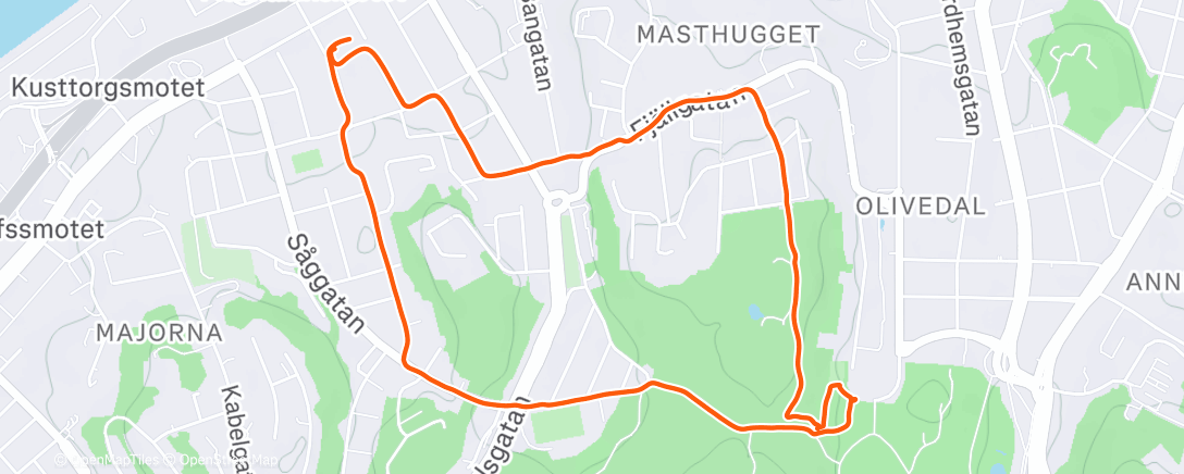 Map of the activity, Gothenburg Walking