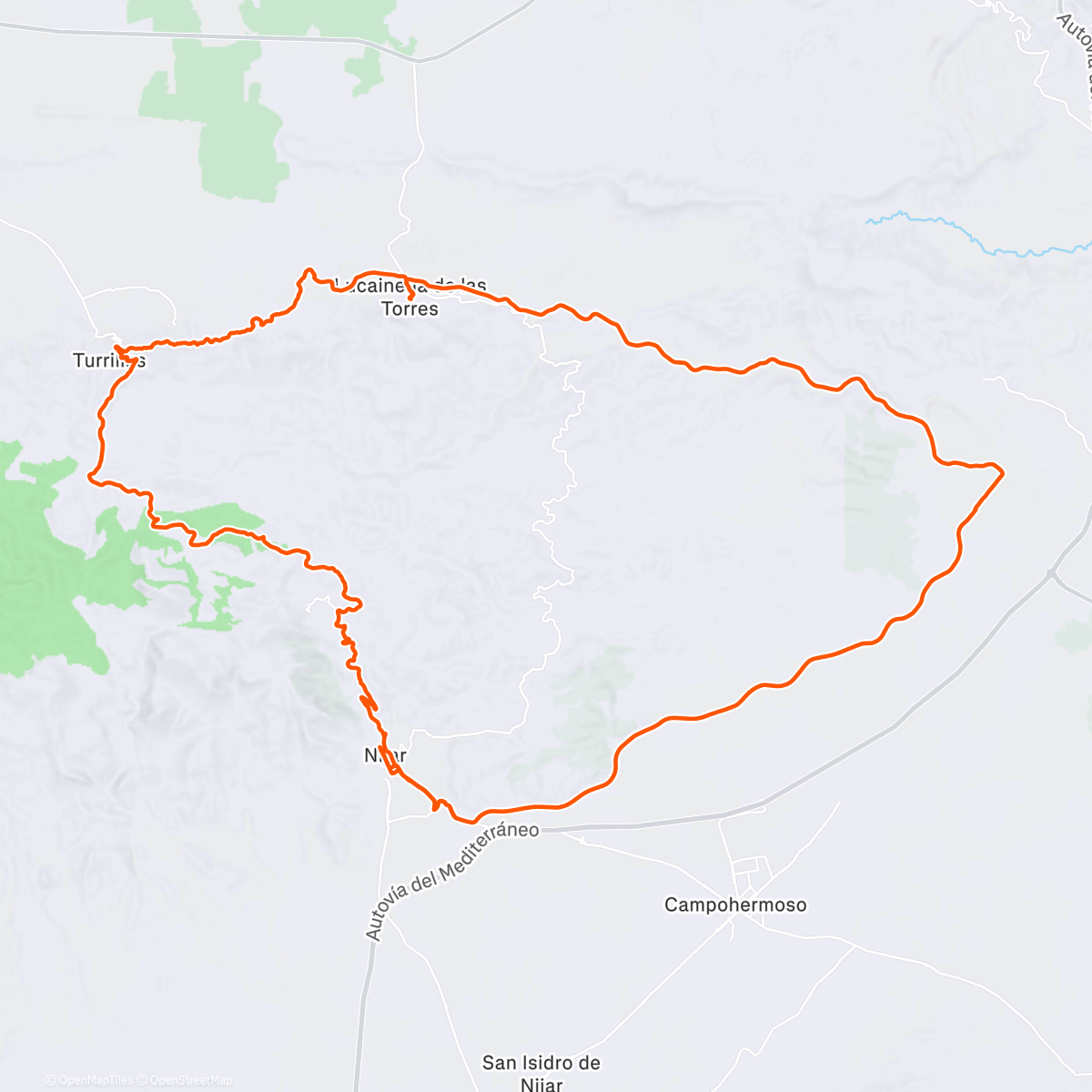 Карта физической активности (Vía Verde Lucainena de las Torres)