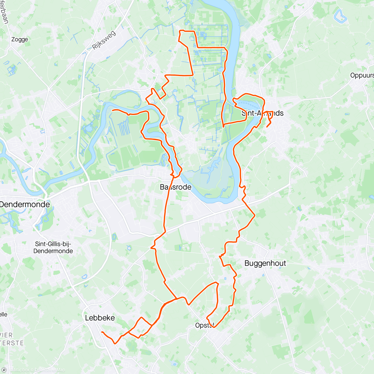 Map of the activity, Baasrode - Moerzeke - Mariekerke - Buggenhout
