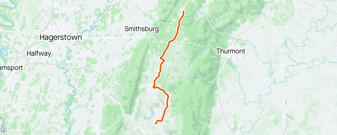 Map of the activity, FulGaz - Catoctin Ridge Recovery Ride