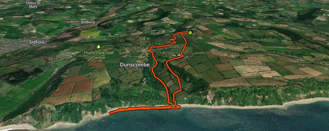 Map of the activity, Walk down to Weston mouth to check out the fossilised tree roots. Back via the Donkey Sanctuary for lunch
