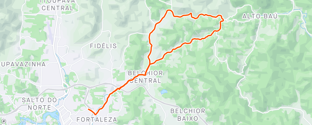 Map of the activity, Pedalada de bicicleta elétrica vespertina