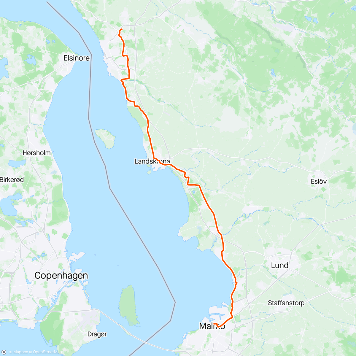 Map of the activity, Öresund runt, dag 1