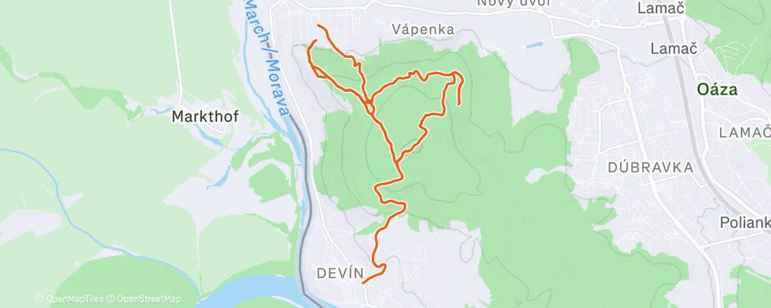 Map of the activity, Afternoon Trail Run