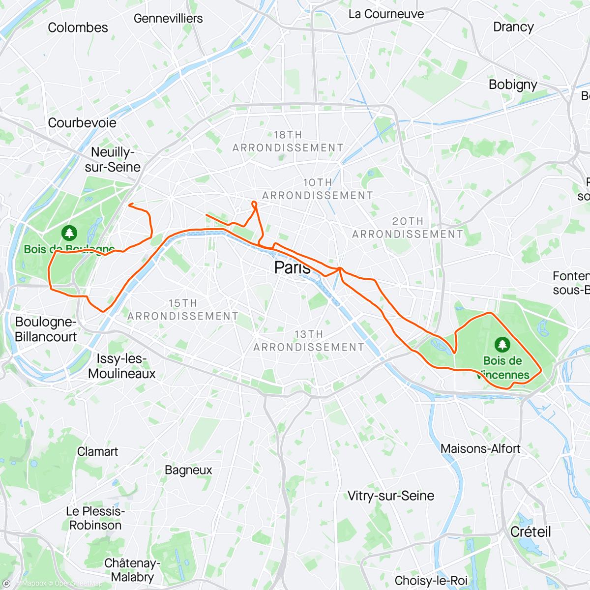 Map of the activity, Paris marathon is done