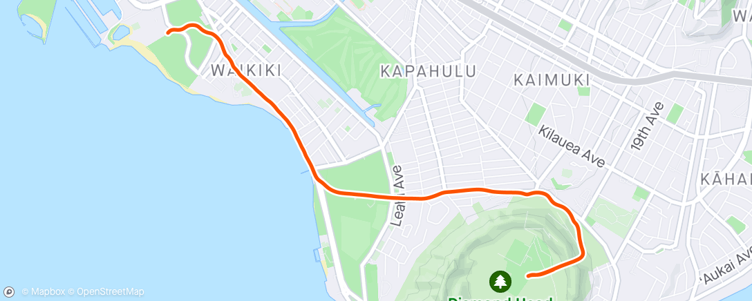 Map of the activity, Walk down from Diamond Head
