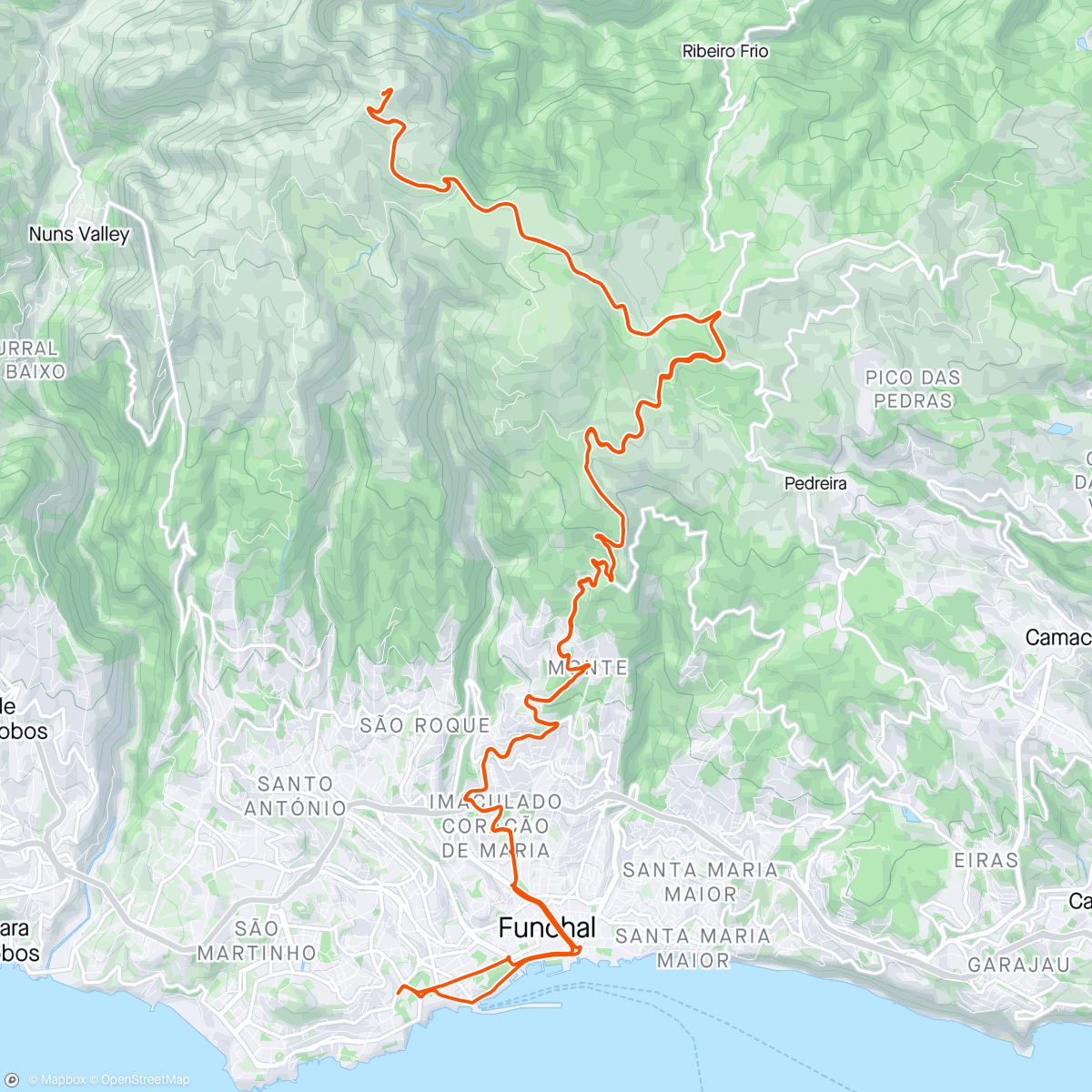 Map of the activity, Pico Arieiro - highest road in Portugal