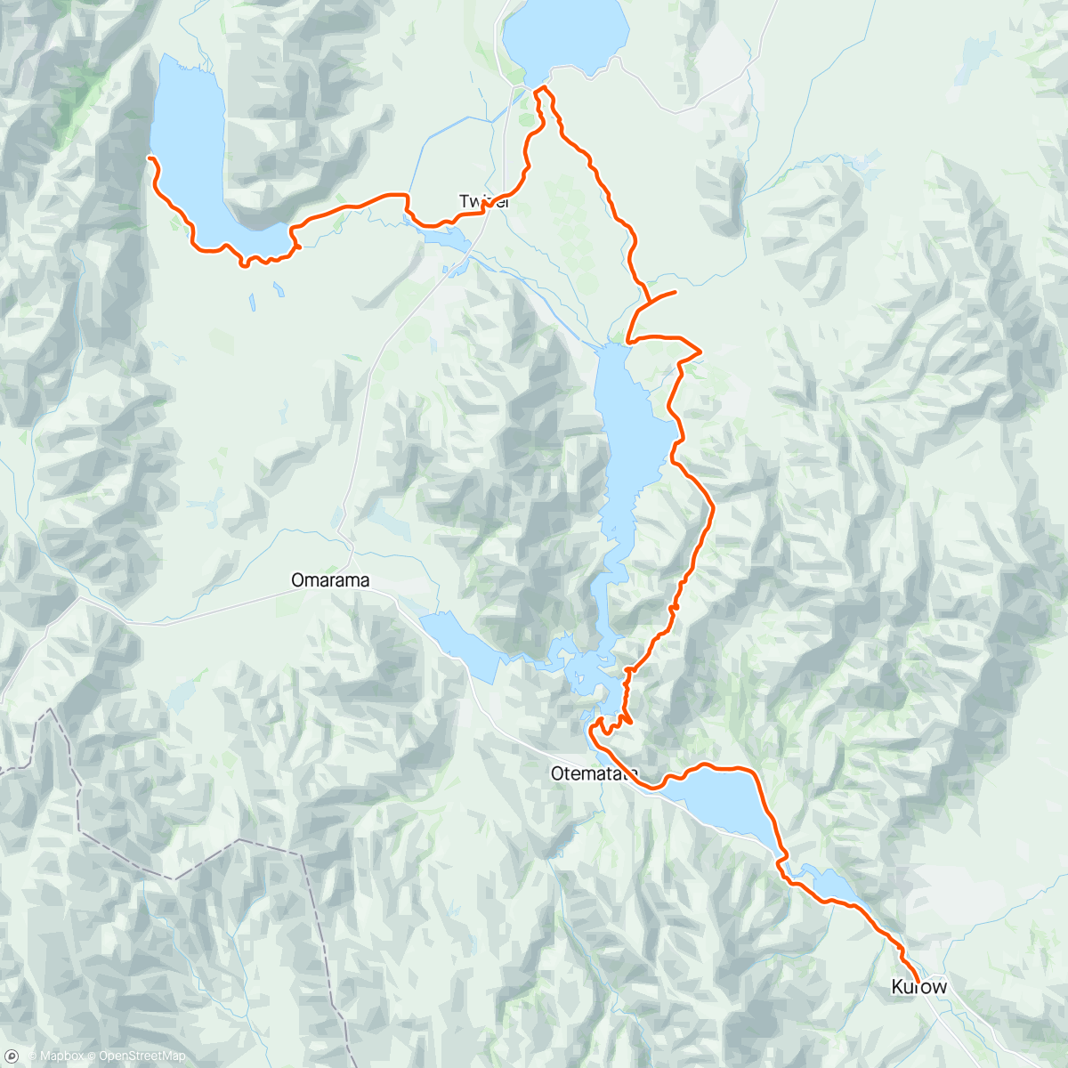 Map of the activity, Kurow - Black Forrest Stn - “ball banger” Pukaki river track - Twizel- Lake Ohau