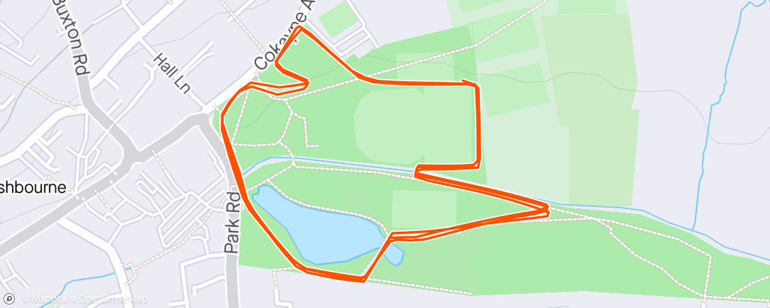 Map of the activity, Ashbourne Parkrun