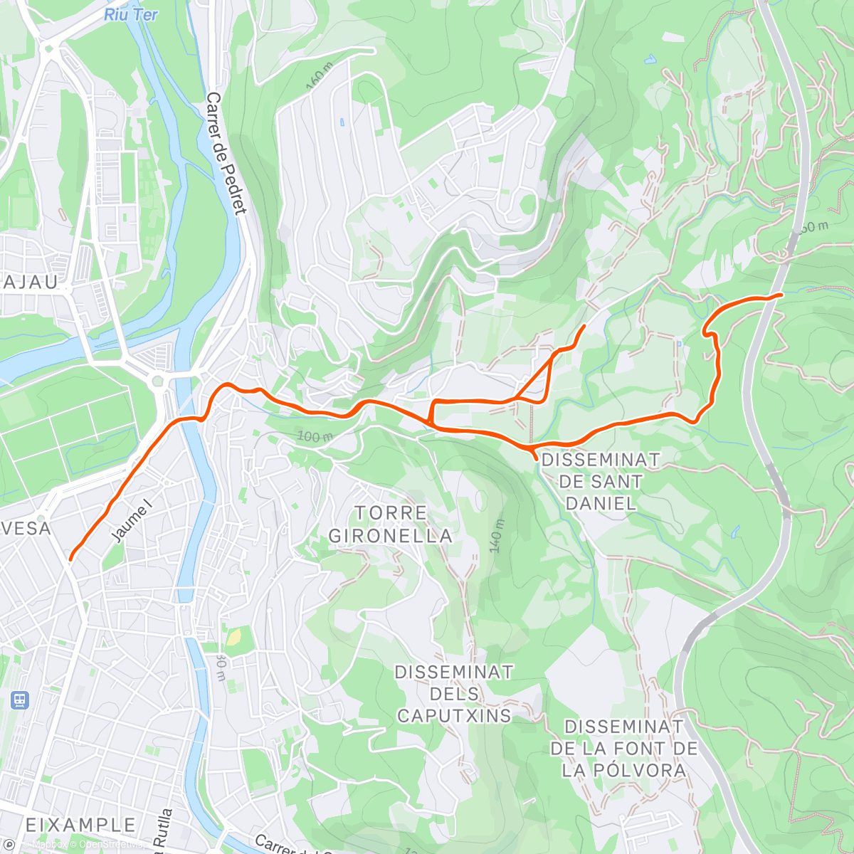 Map of the activity, Morning hike with run pick ups