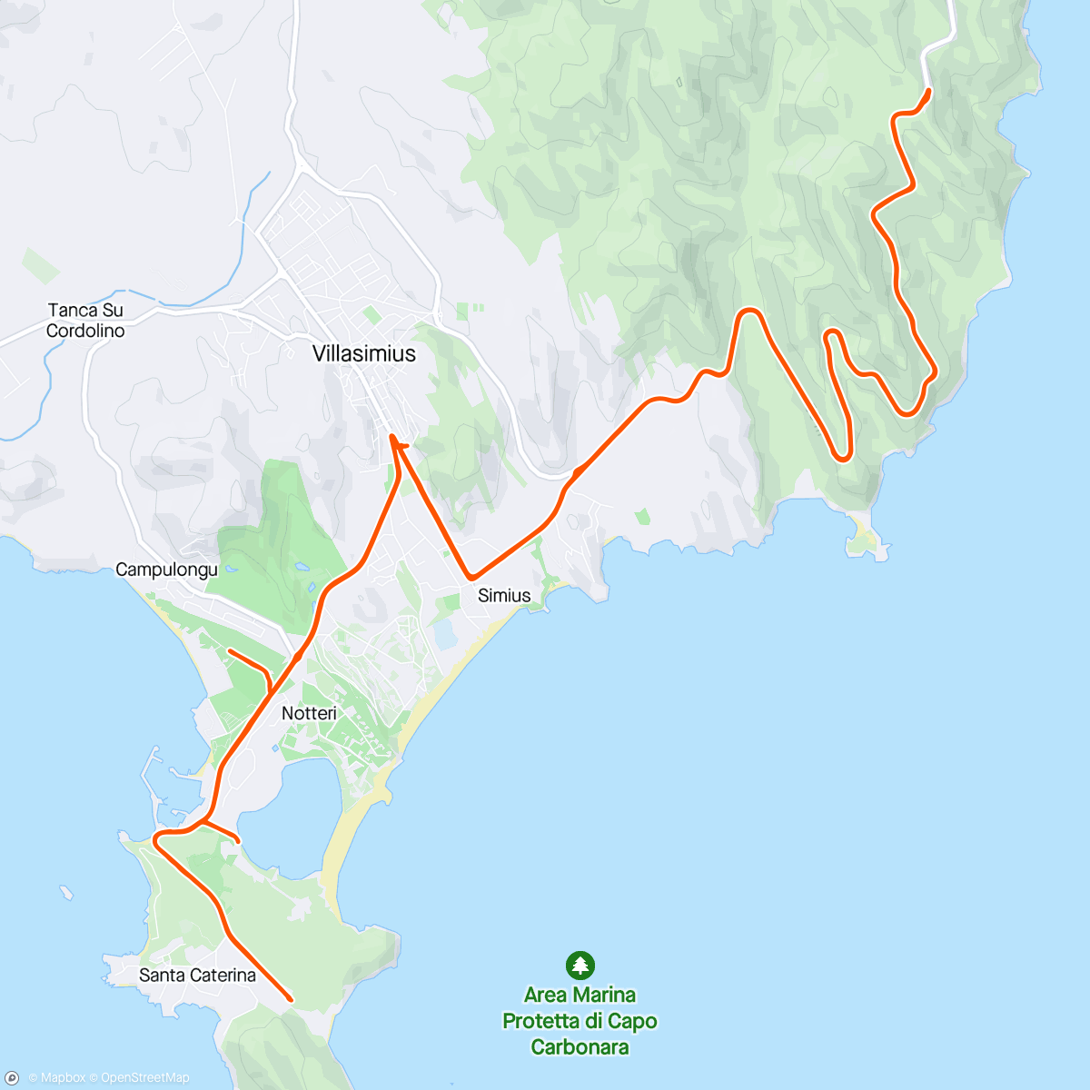 Mapa da atividade, First day in Sardinia - Villasimius