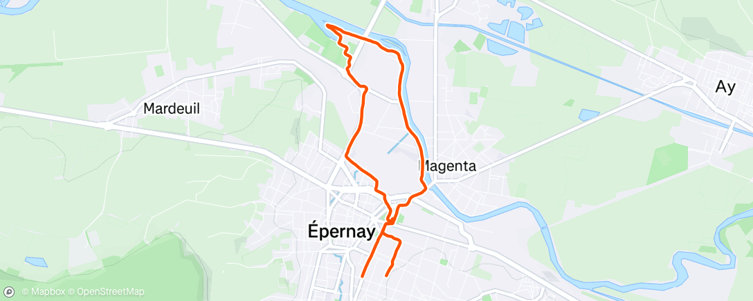 Map of the activity, Carrera a la hora del almuerzo