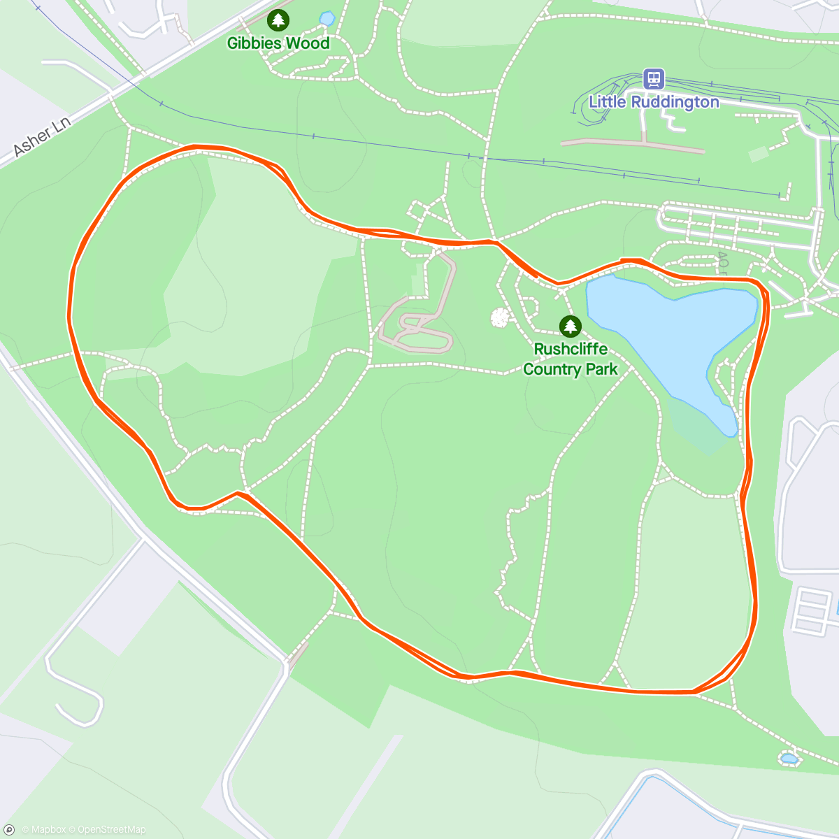 Map of the activity, Rushcliffe Parkrun