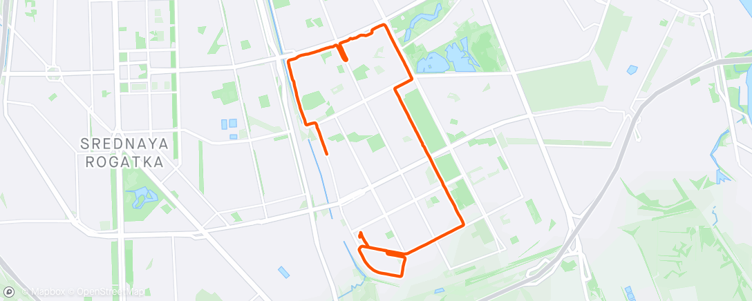 Map of the activity, 9 км(ЧСС до 125)+10*(100/100)