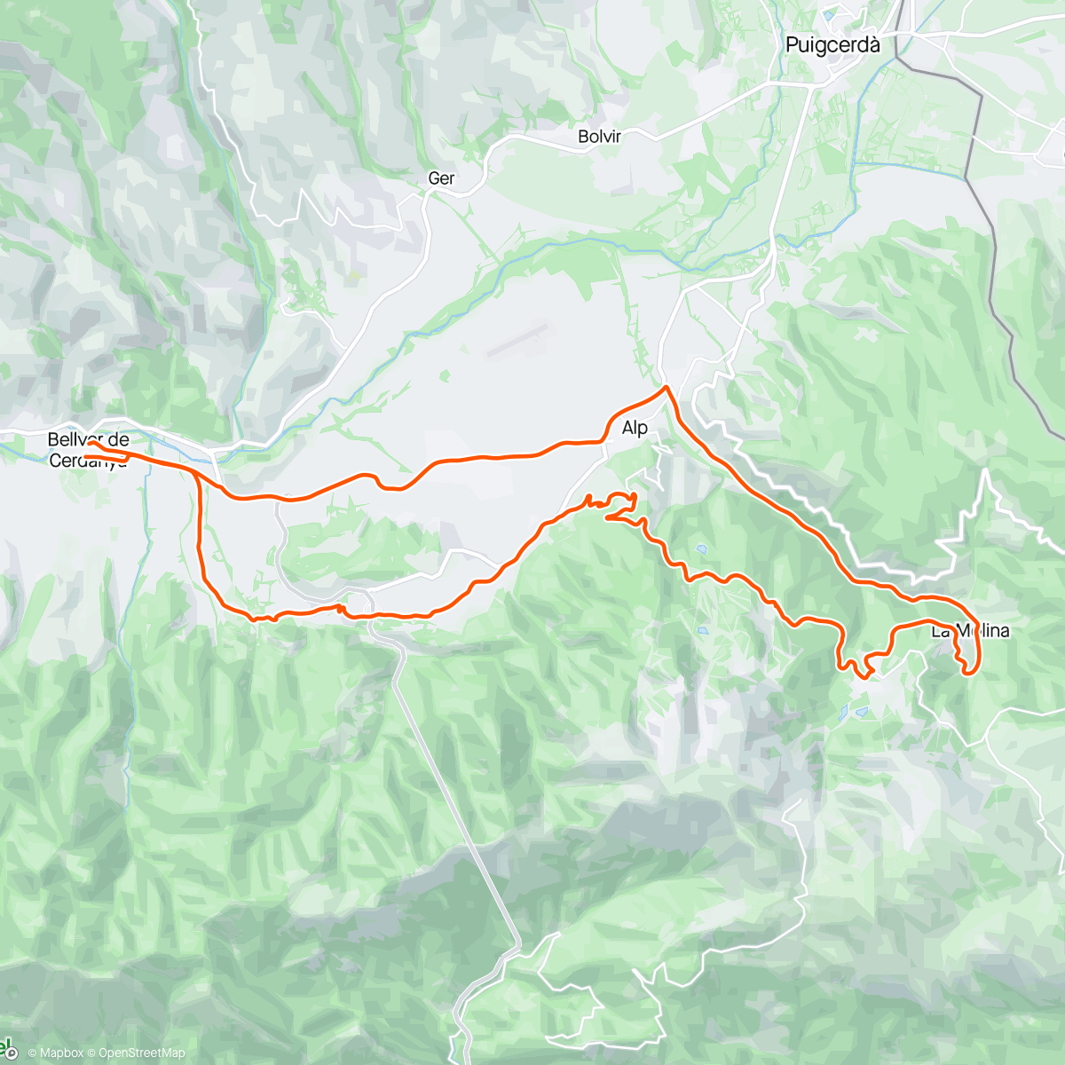 Map of the activity, Pujada a Masella i La Molina