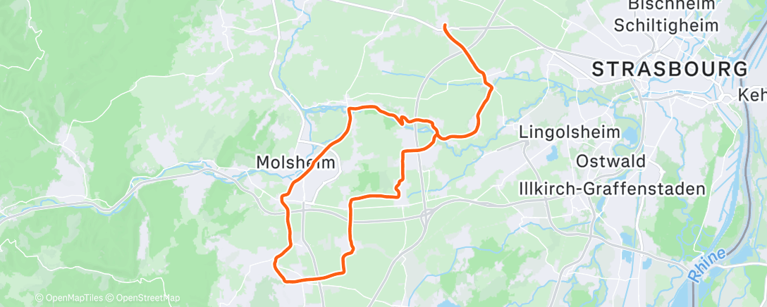 Map of the activity, Sortie vélo le midi