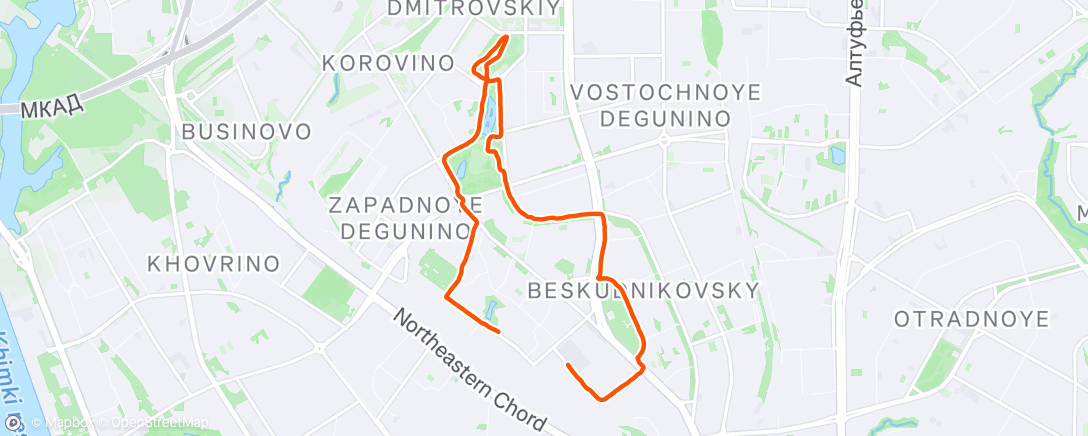 Map of the activity, Evening Run