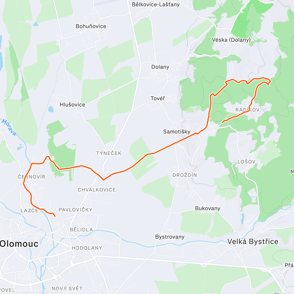 Map of the activity, Lunch Run