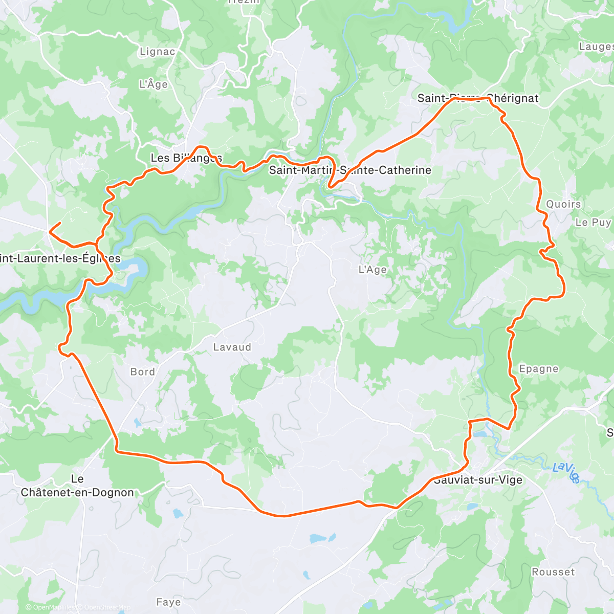 Map of the activity, Vélo dans l'après-midi