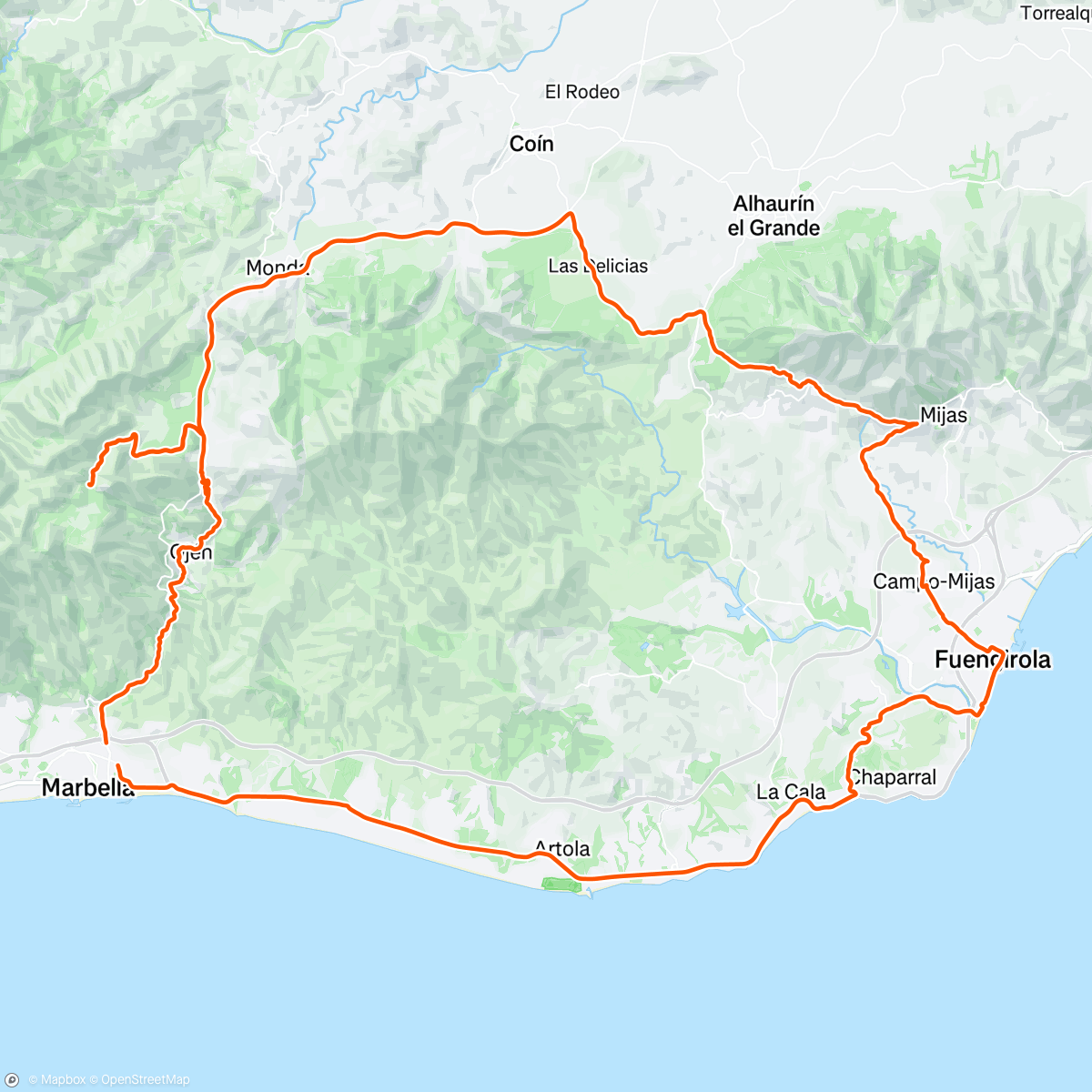 Mapa de la actividad (Ruta 3. Sierra de Marbella y refugio Juanar)