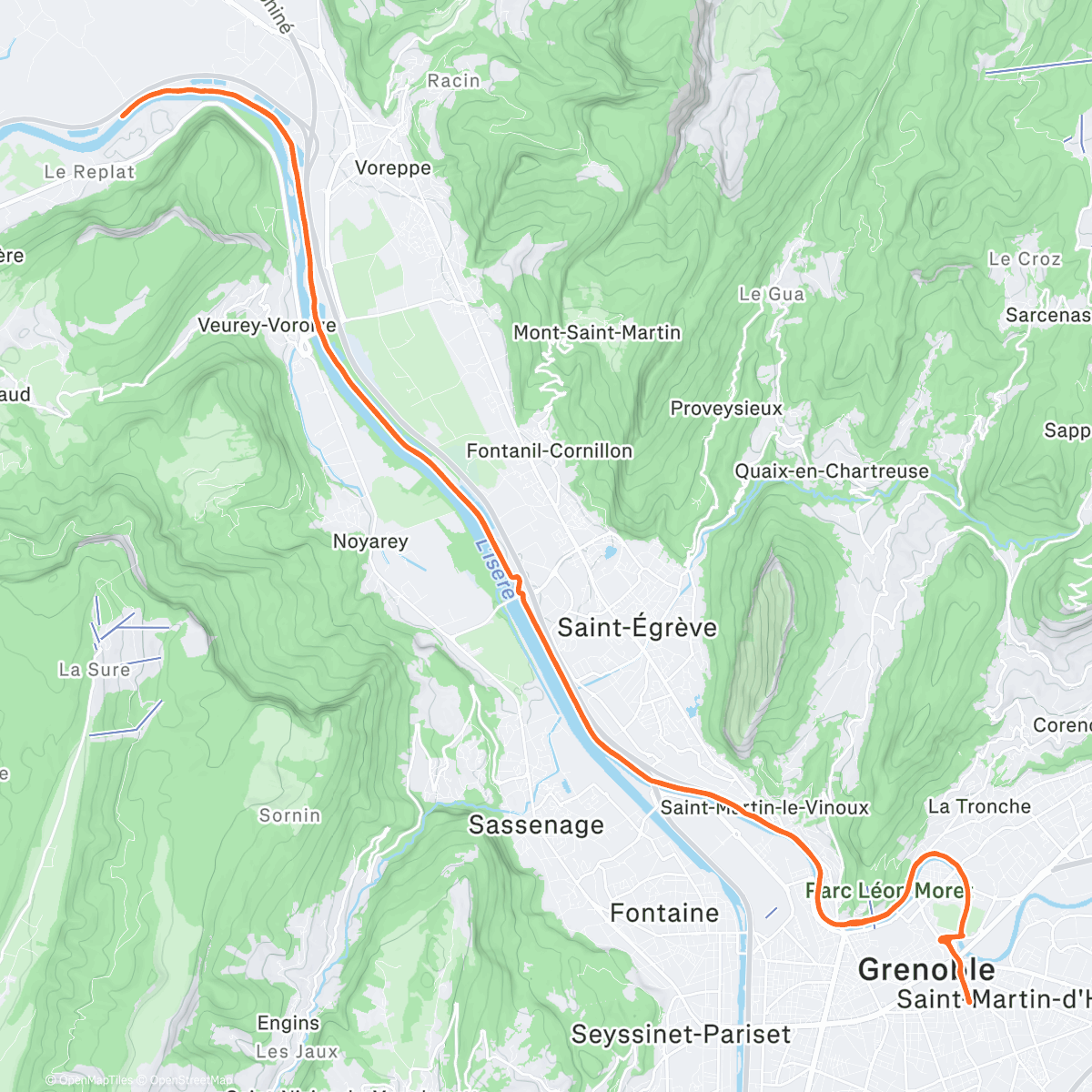 Карта физической активности (Le long de l'Isère en Aller Retour)