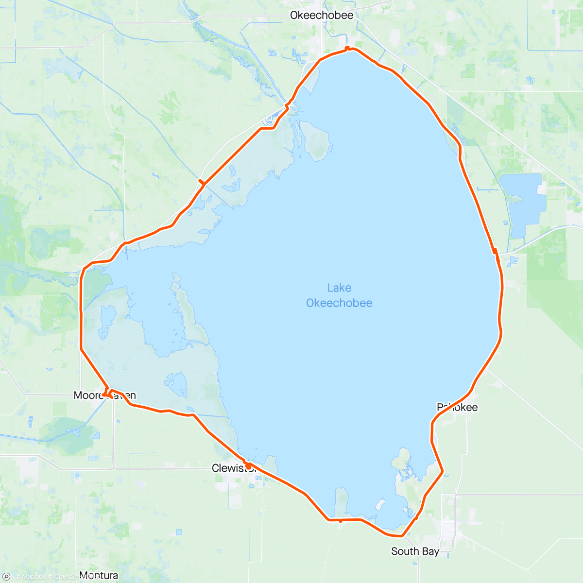 Map of the activity, Round big lake O - hot and windy