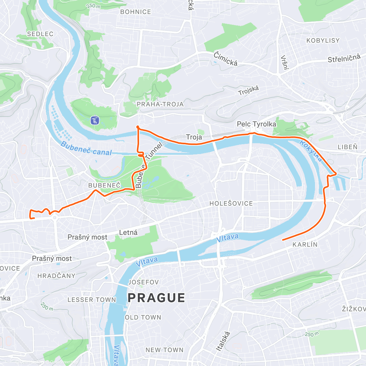 Map of the activity, Evening Run