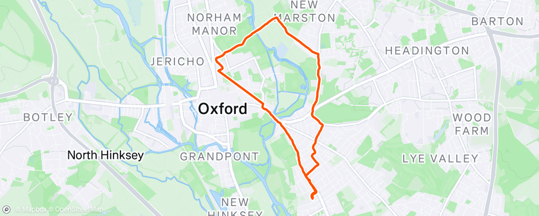 Map of the activity, Afternoon Run