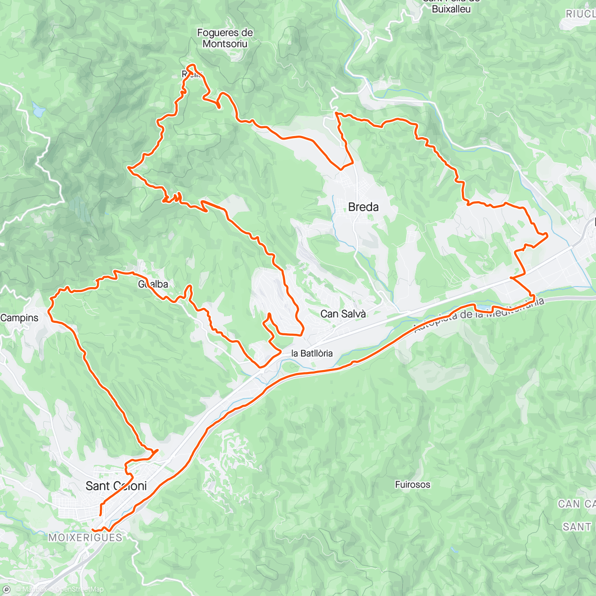 Map of the activity, Ruta por el Montseny  Sant Celoni