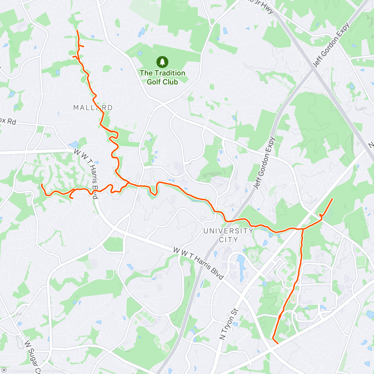 Map of the activity, Greenway miles with Gary Fisher