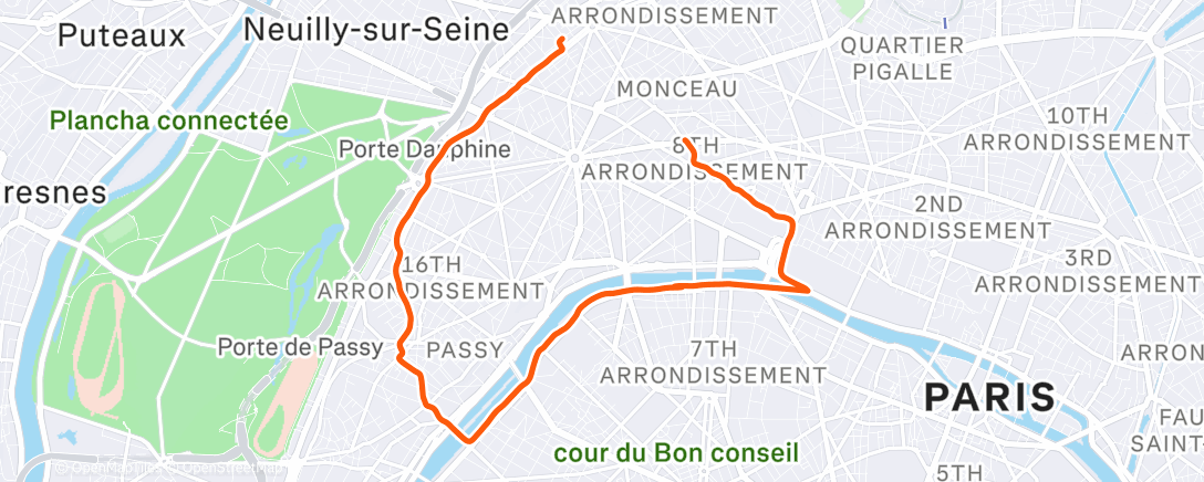 Map of the activity, Afternoon Run