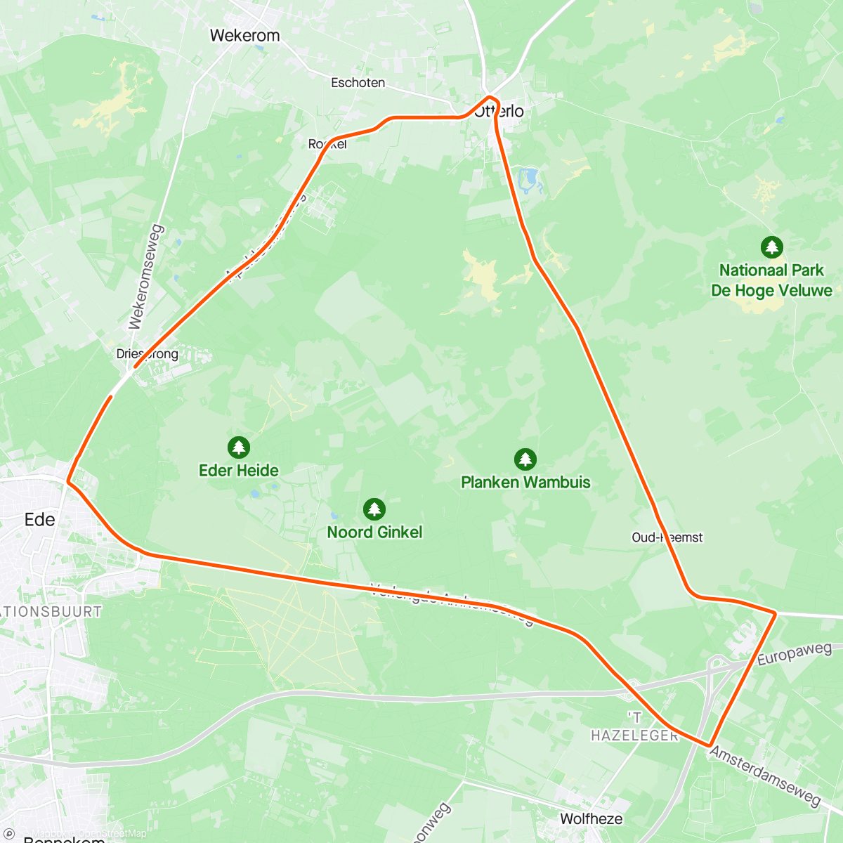 Map of the activity, ROUVY - De Hoge Veluwe