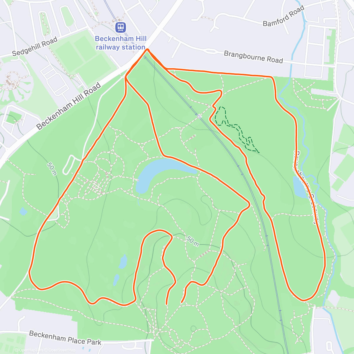 Map of the activity, Afternoon Run : Freezing and exhausting!