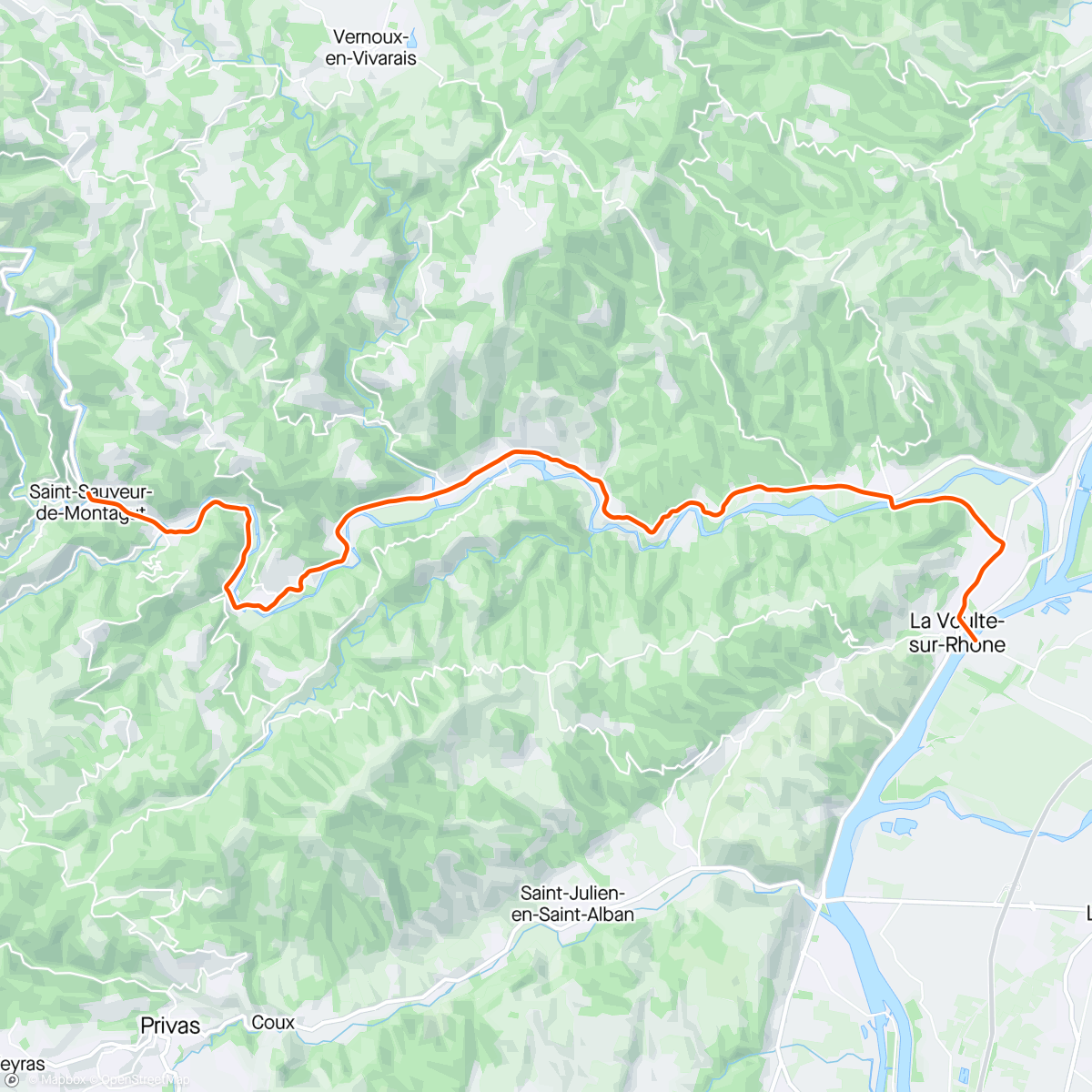 Map of the activity, Kinomap - 😍 Ardeche: To St Saveur de Montagut (🇫🇷)