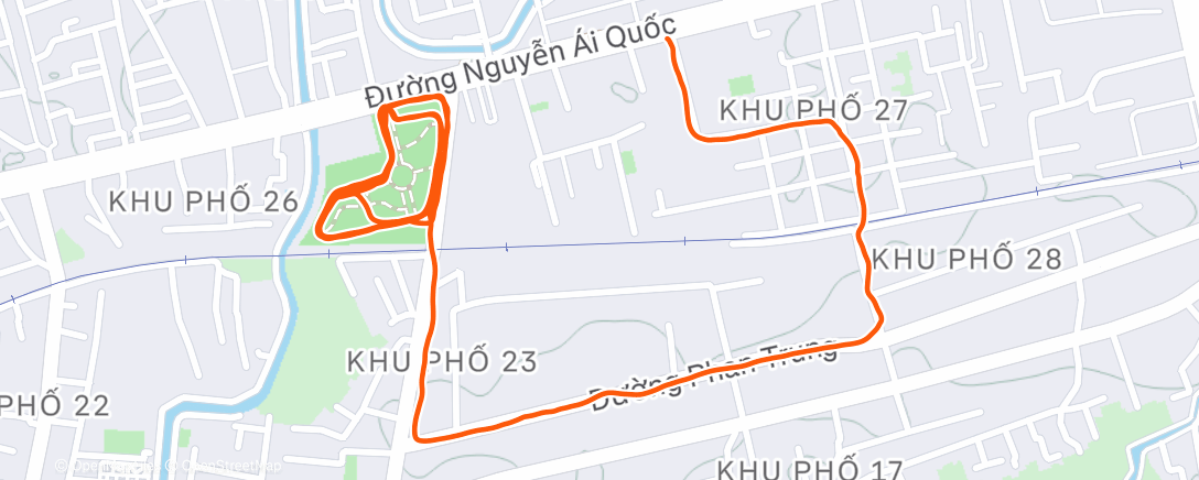 Map of the activity, Afternoon Run