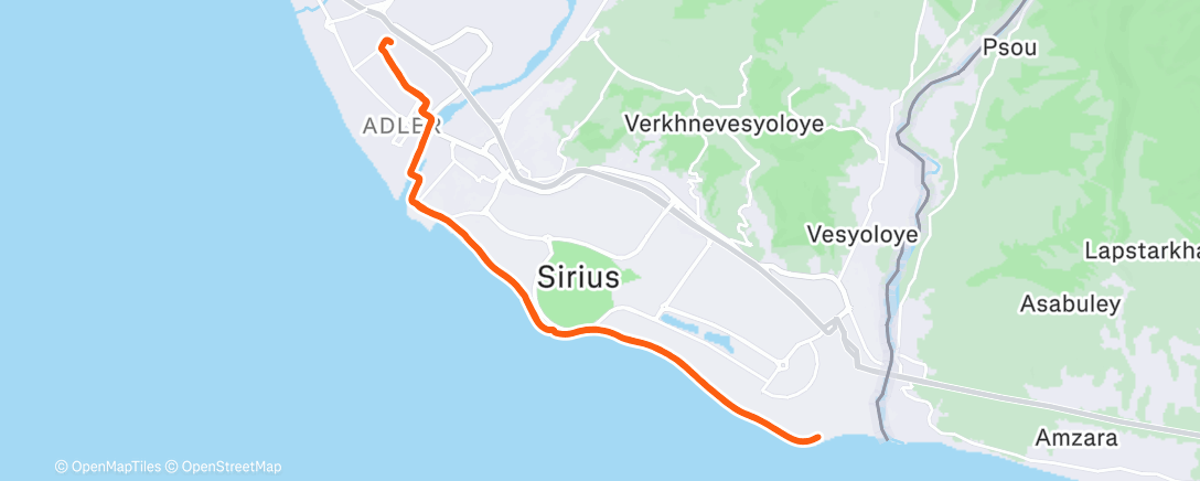 Map of the activity, Вечерний забег