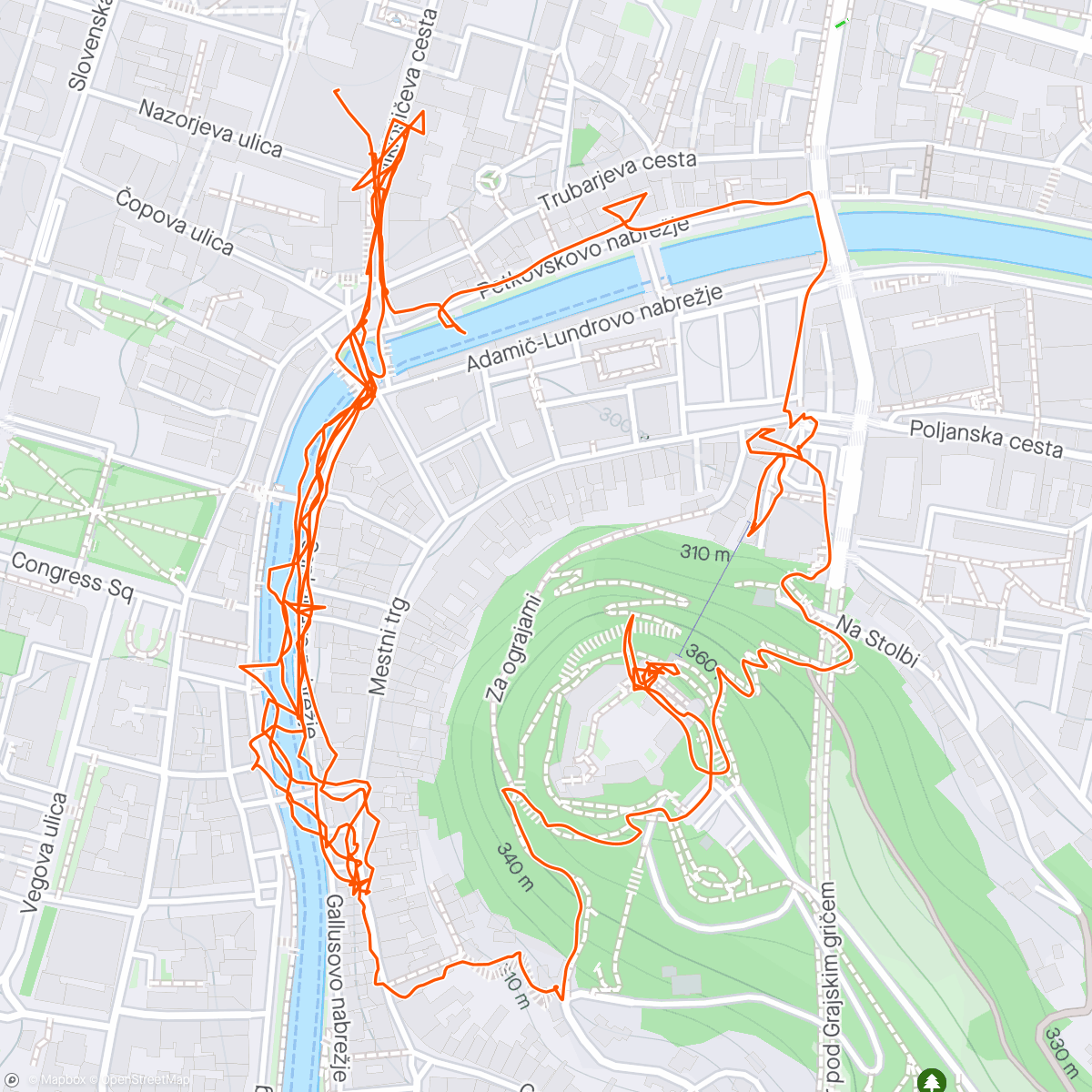 Map of the activity, Ljubljana Walk