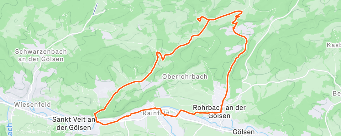 Map of the activity, Radfahrt am Mittag