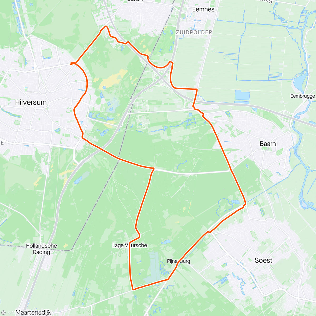 Map of the activity, Opwarmrondje Soestdijk