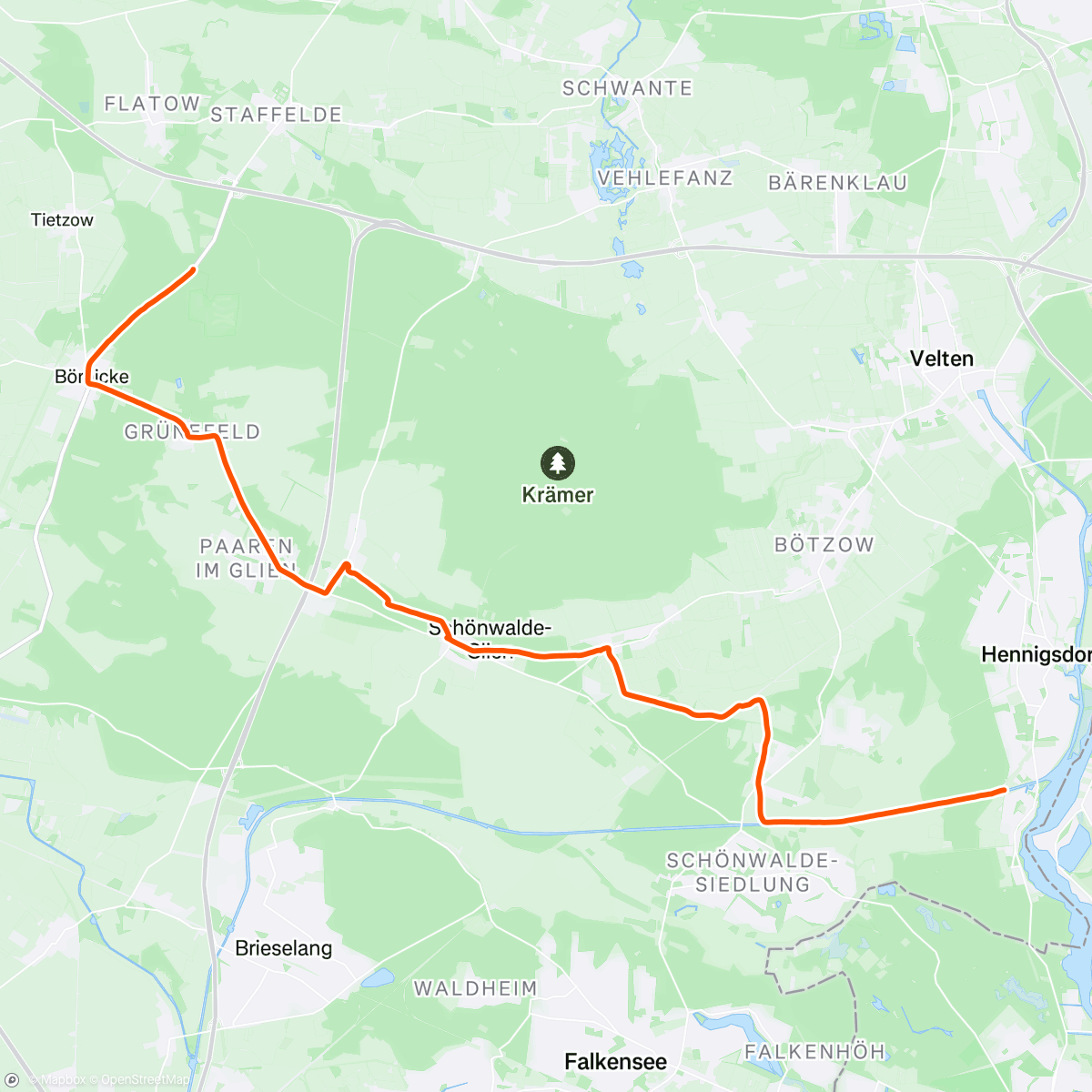 Map of the activity, Schöne Grundlagenausdauerfahrt bis zum Crash