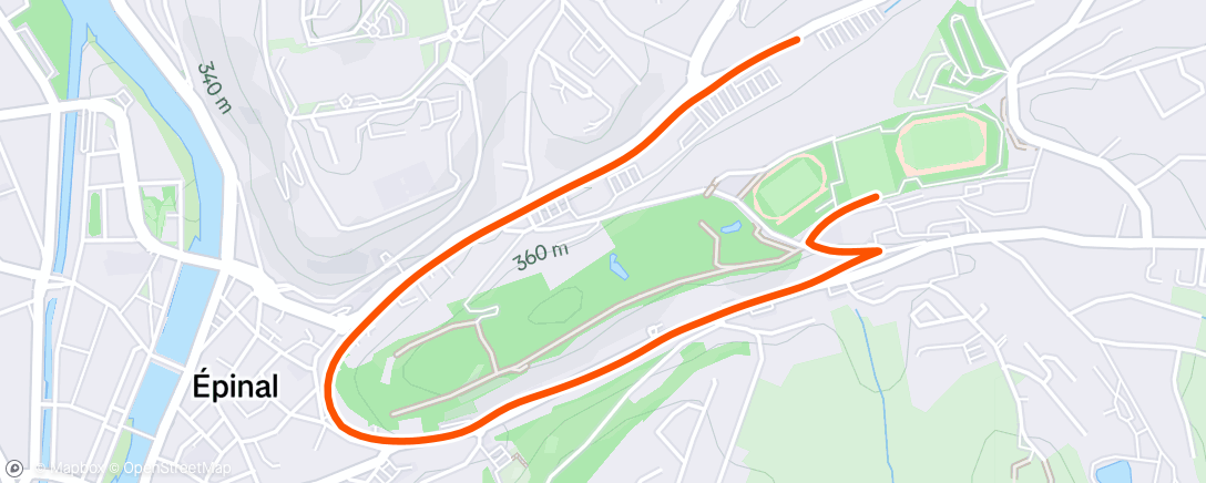 Map of the activity, Échauffement + 2(8x300) r=1' et 3' + récupération