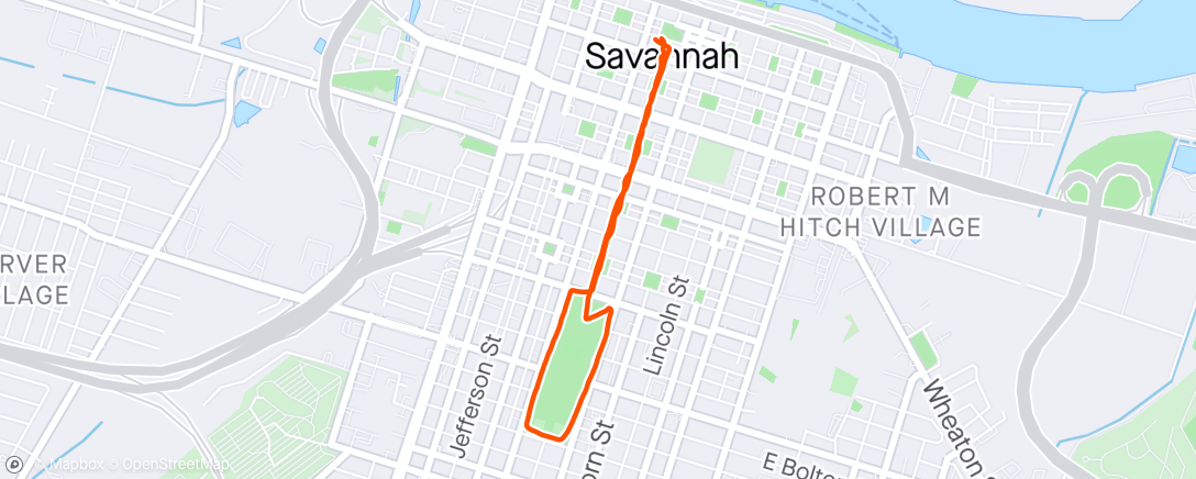 Map of the activity, Shockjogger 2024 #6 - Savannah city run