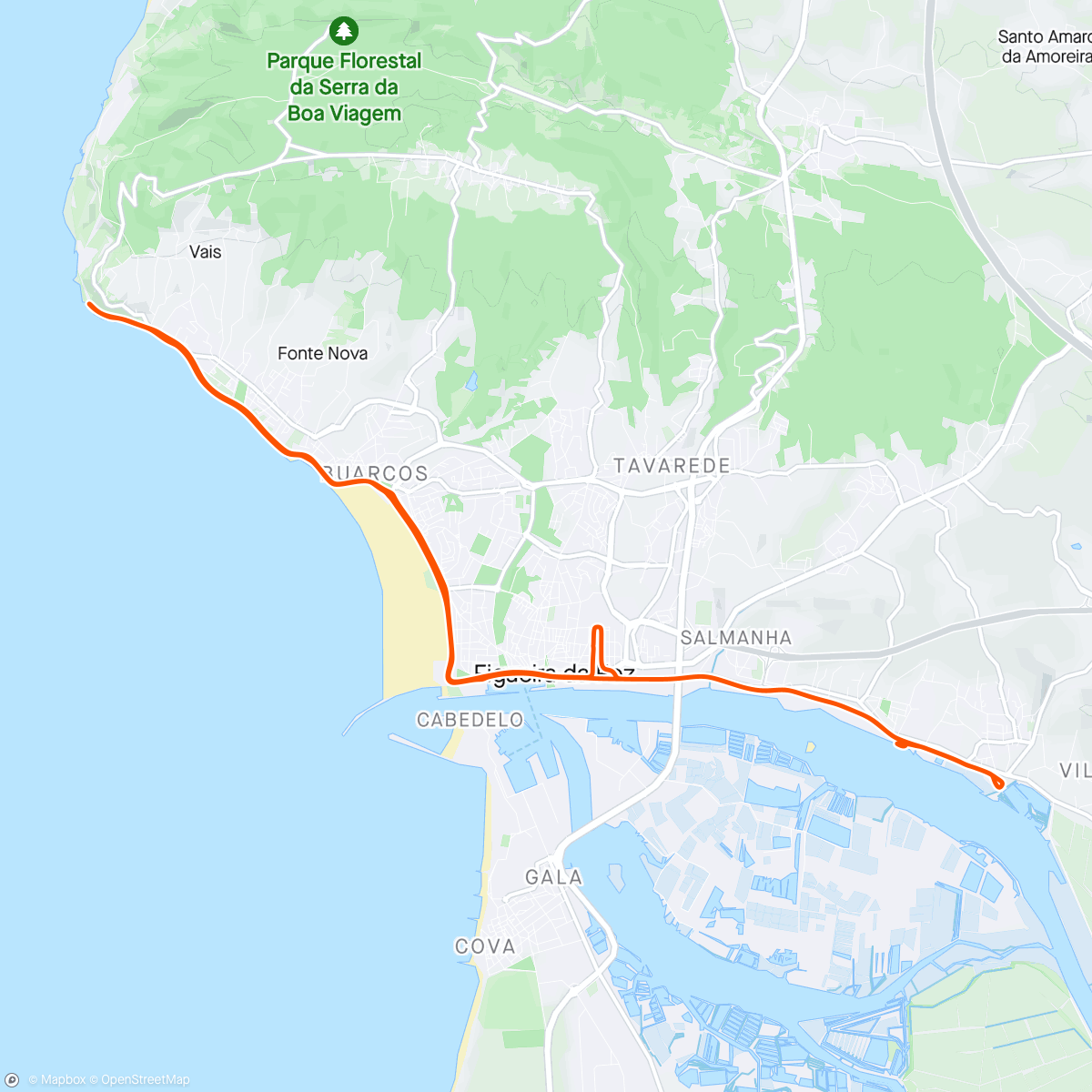 Map of the activity, Easy little spin along the coast