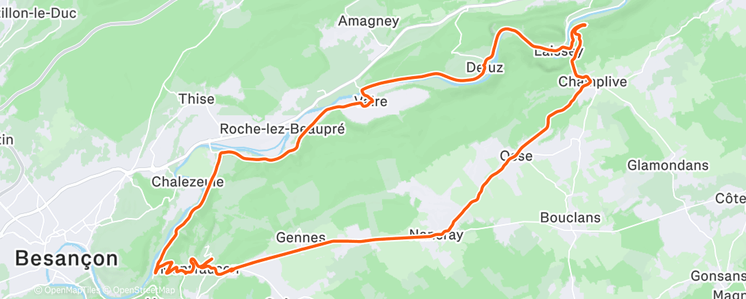 Map of the activity, Lunch Ride