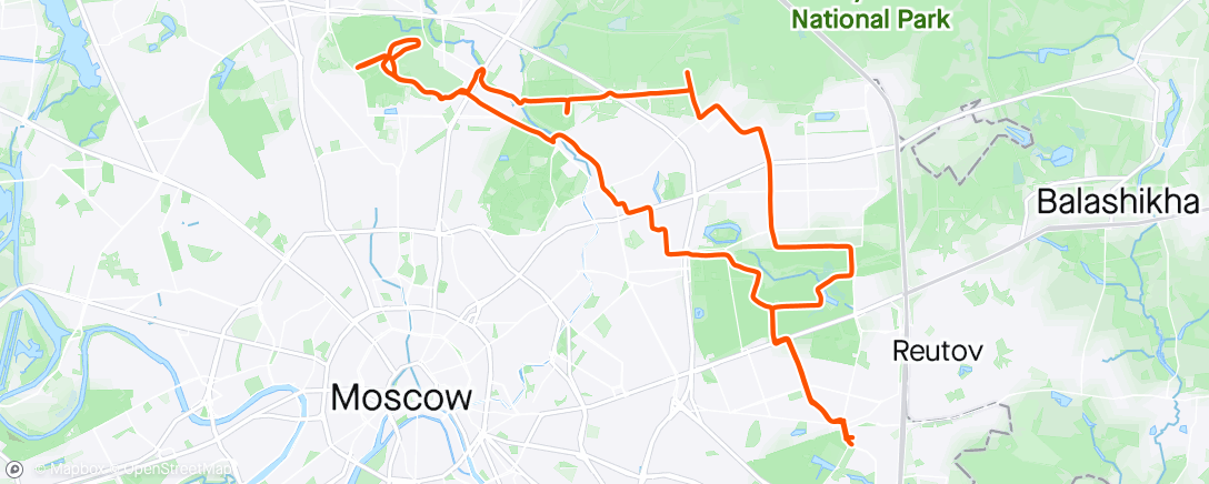 Map of the activity, Приспортивленная велопрогулка Измайлово - Лосиный остров - Сокольники - Яуза - ВДНХ - Ботсад