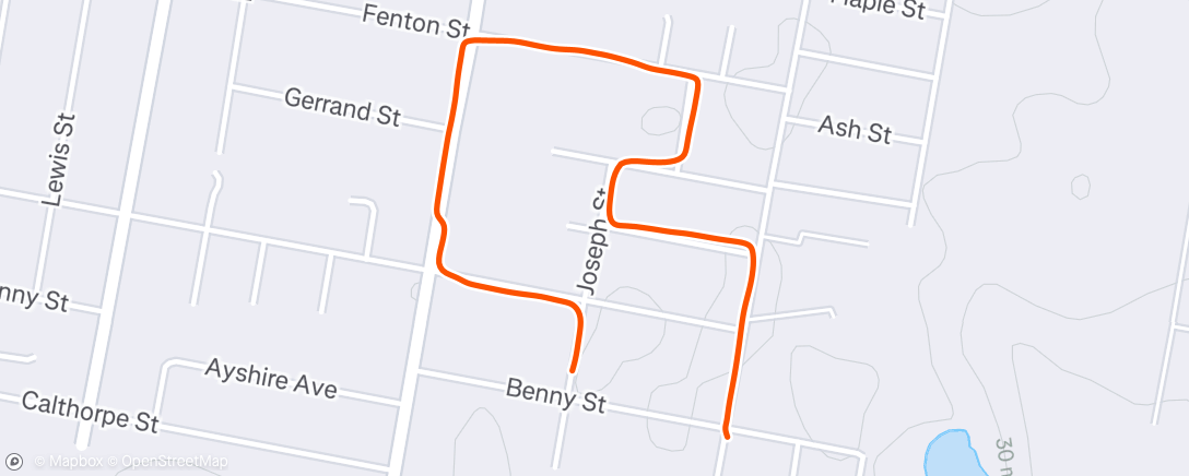 Map of the activity, Recovery walk with Ben