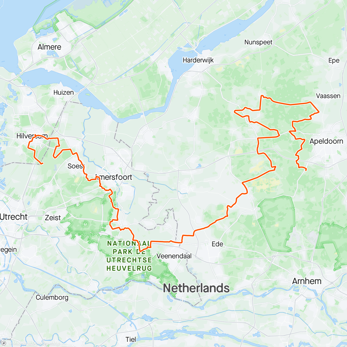 Mapa da atividade, Bikepacking weekend Heuvelrug en Veluwe - dag 1