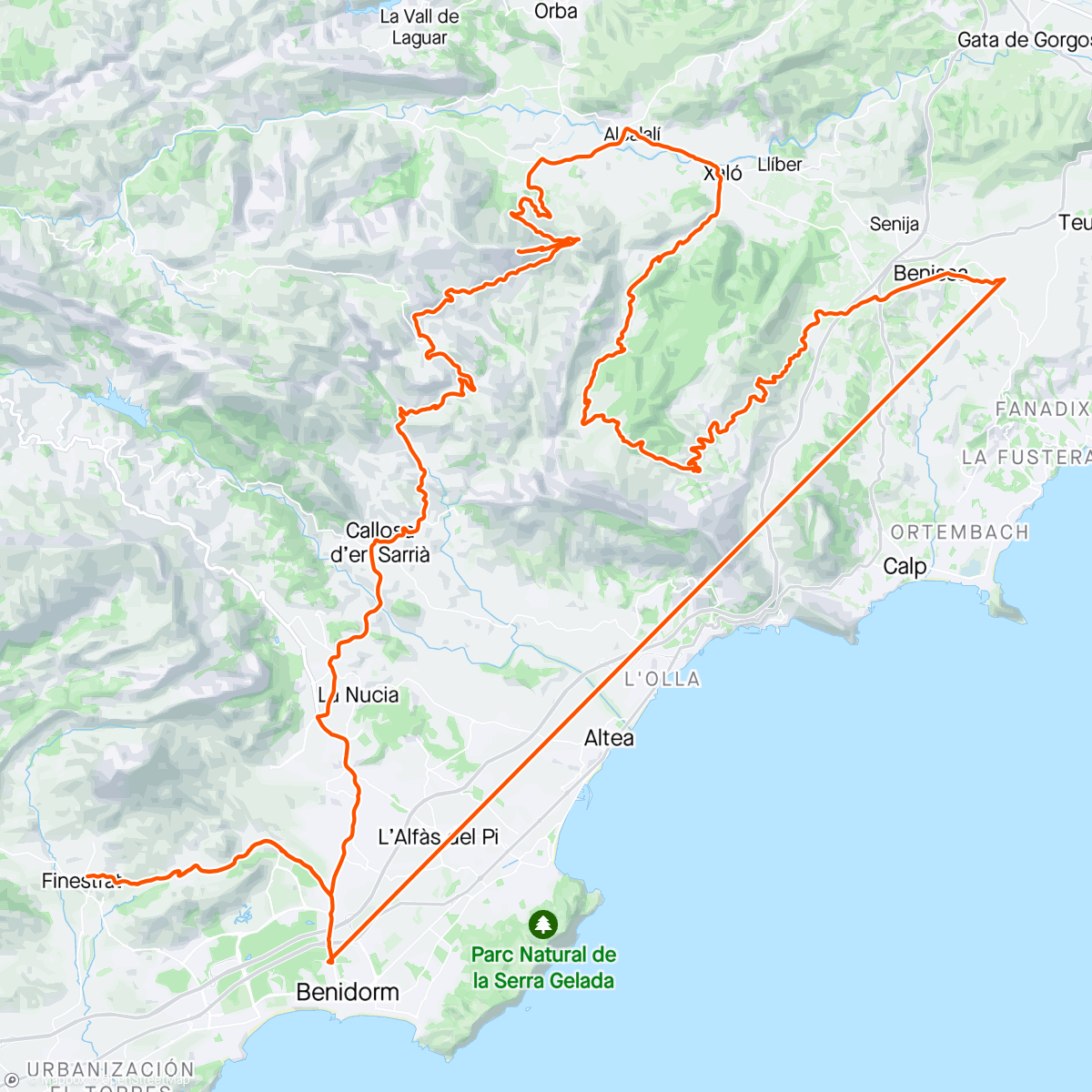 Map of the activity, Costa Blanca 2