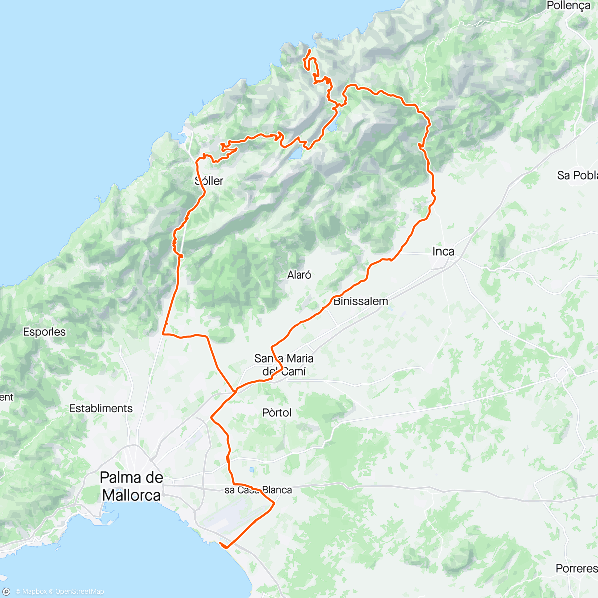 Map of the activity, Sa Calobra