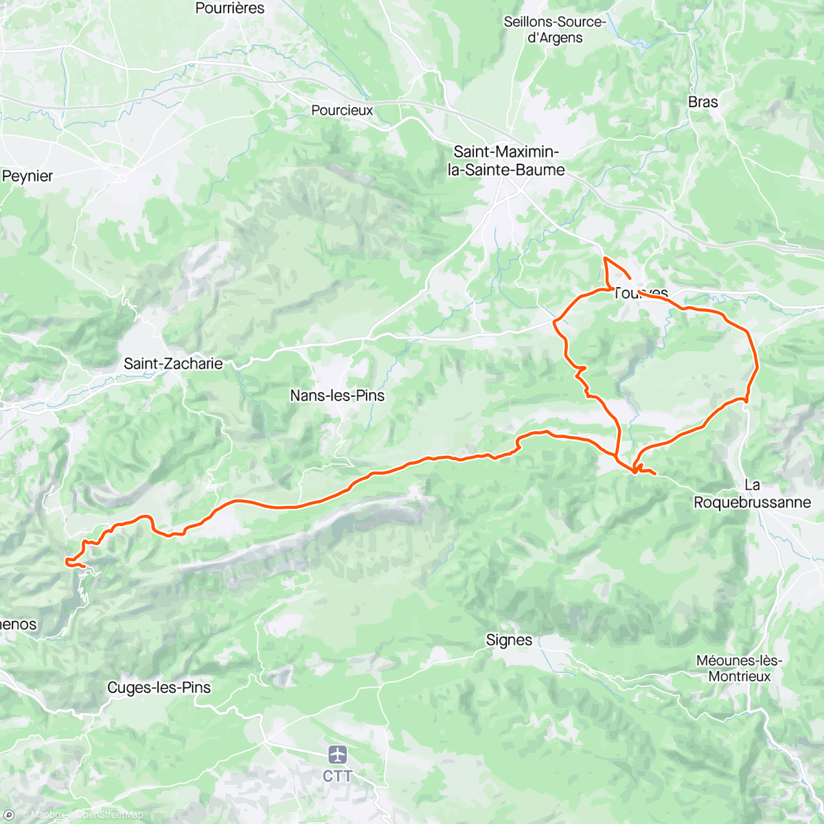 Mapa de la actividad, Tourves, Bezut, Mazaugues, Espigoulier